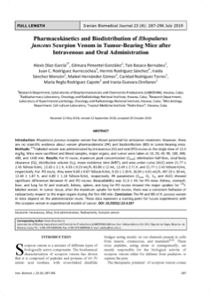 Pharmacokinetics and Biodistribution of Rhopalurus junceus Scorpion Venom in Tumor-Bearing Mice after Intravenous and Oral Administration