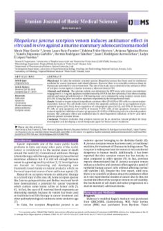 Rhopalurus junceus scorpion venom induces antitumor effect in vitro and in vivo against a murine mammary adenocarcinoma model