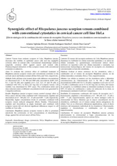Synergistic effect of Rhopalurus junceus scorpion venom combined with conventional cytostatics in cervical cancer cell line HeLa