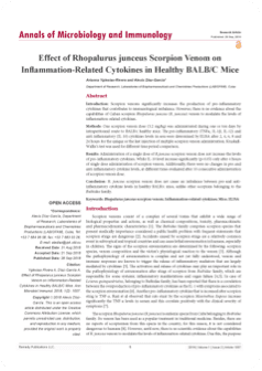 Effect of Rhopalurus junceus Scorpion Venom on Inflammation-Related Cytokines in Healthy BALB/C Mice